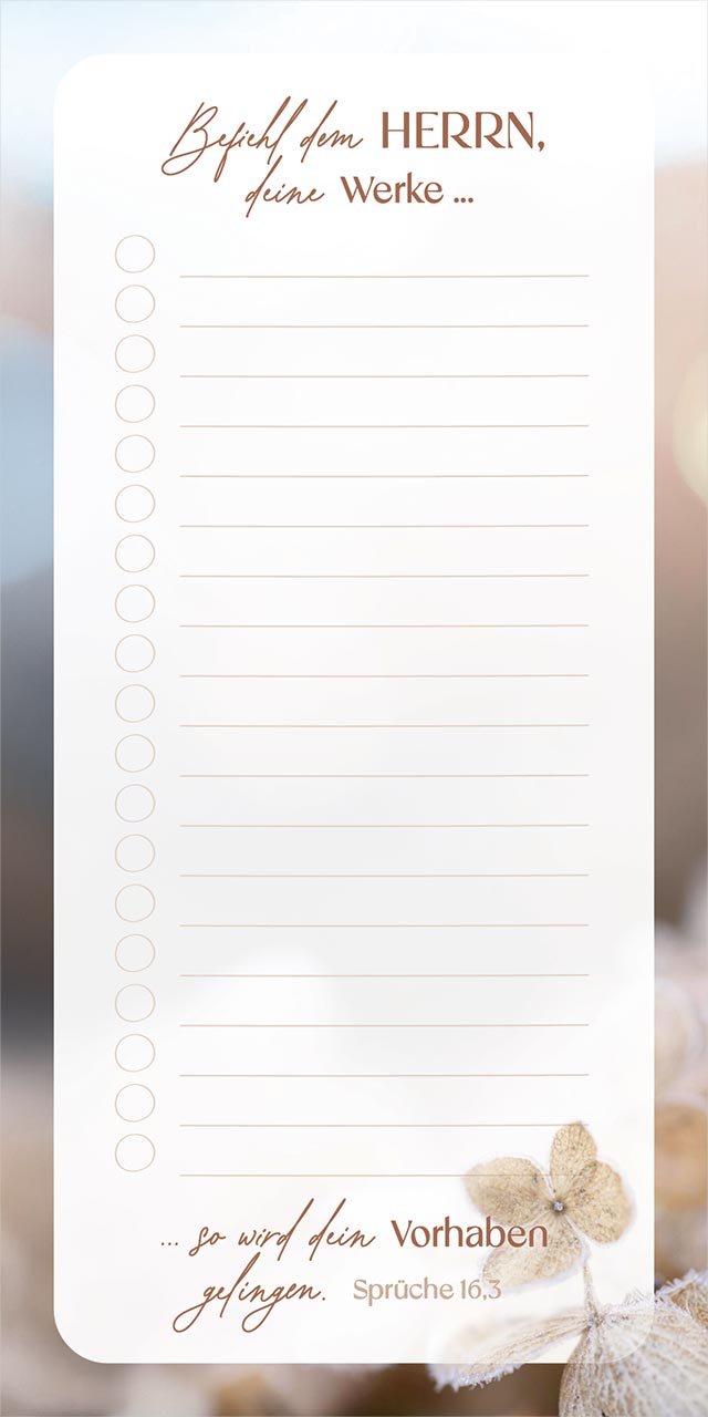 Küchen-Notizblock 'Befiehl dem Herrn deine Werke...'