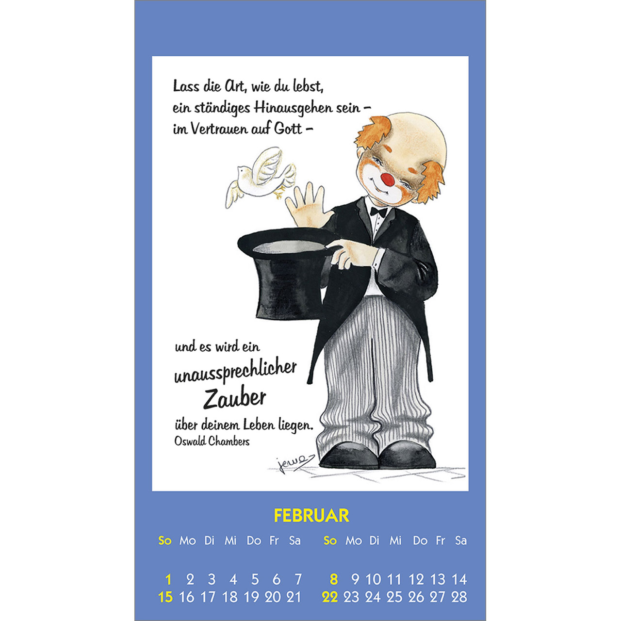 Aufkleberkalender - Kleine Clown-Grüße 2026
