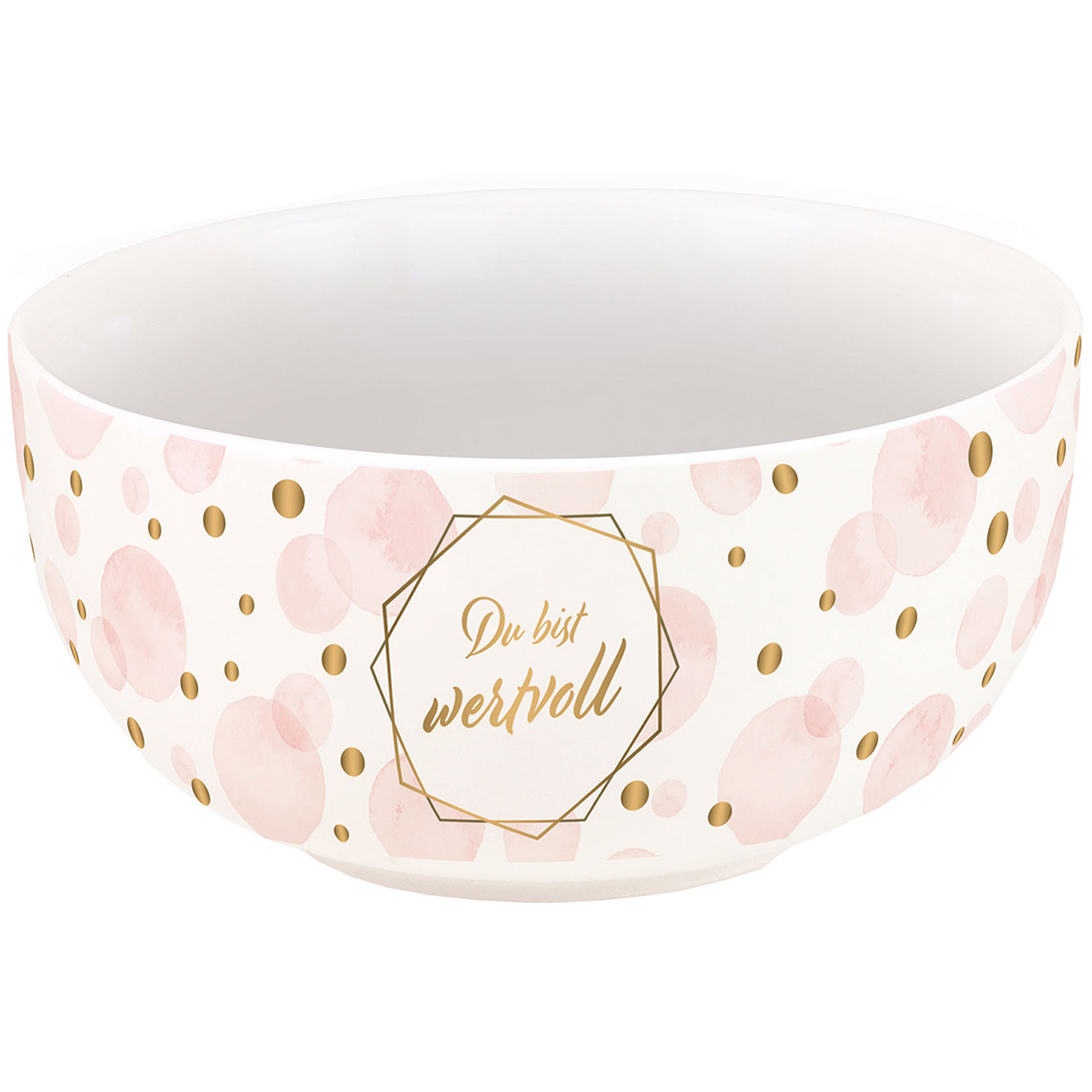 Müslischale - Du bist wertvoll - goldene Punkte und rosa Blasen