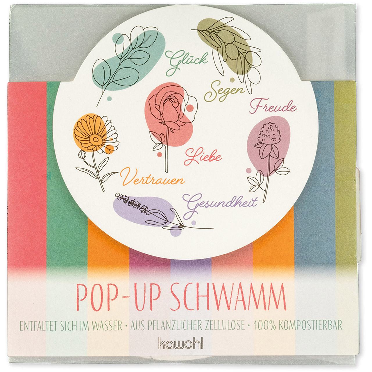 Gute Wünsche: Freude, Glück, Dankbarkeit ... Schwamm - Gute Wünsche: Freude, Glück, Dankbarkeit ... - Blumen Grafik