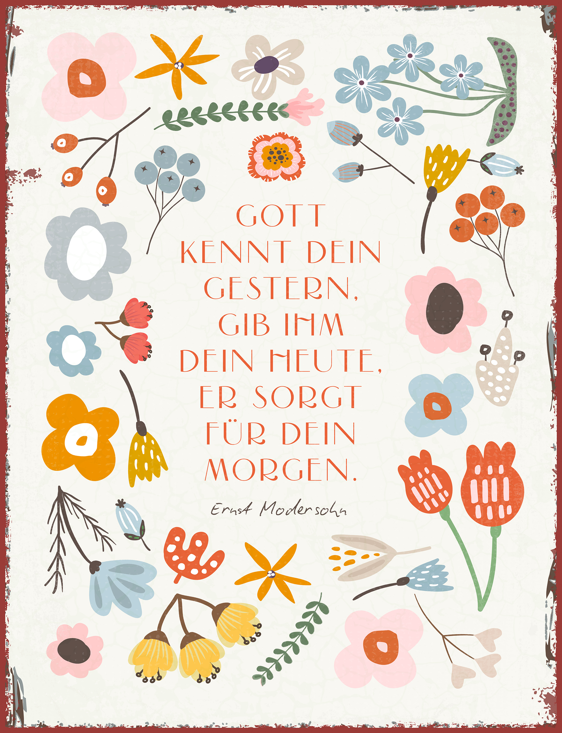 Wanddekoration - Metallschild "Gott kennt dein Gestern"