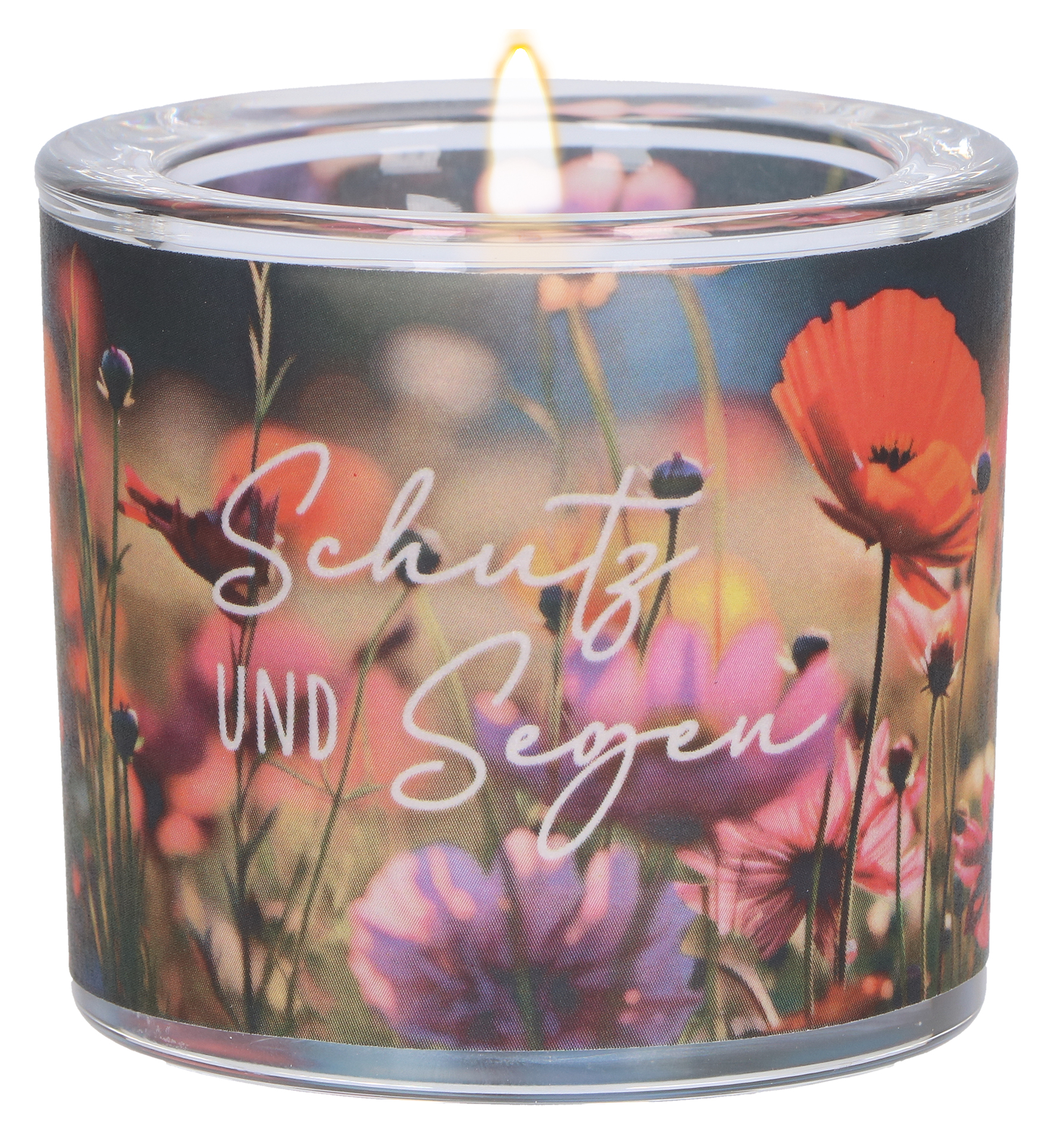 Teelichthalter - Glaswindlicht "Schutz und Segen"