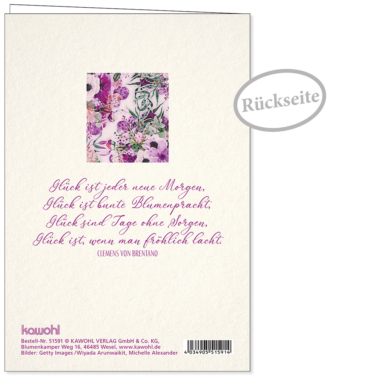 Faltkarte - Herzlichen Glückwunsch zum Geburtstag - Blumen Aquarell