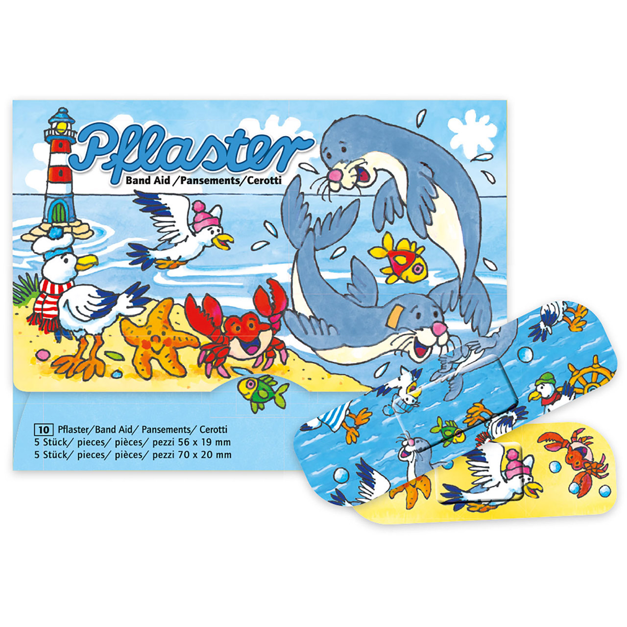 Pflaster - Am Meer - Meer Strand Krebs Seestern Robben Fische Leuchtturm Möven