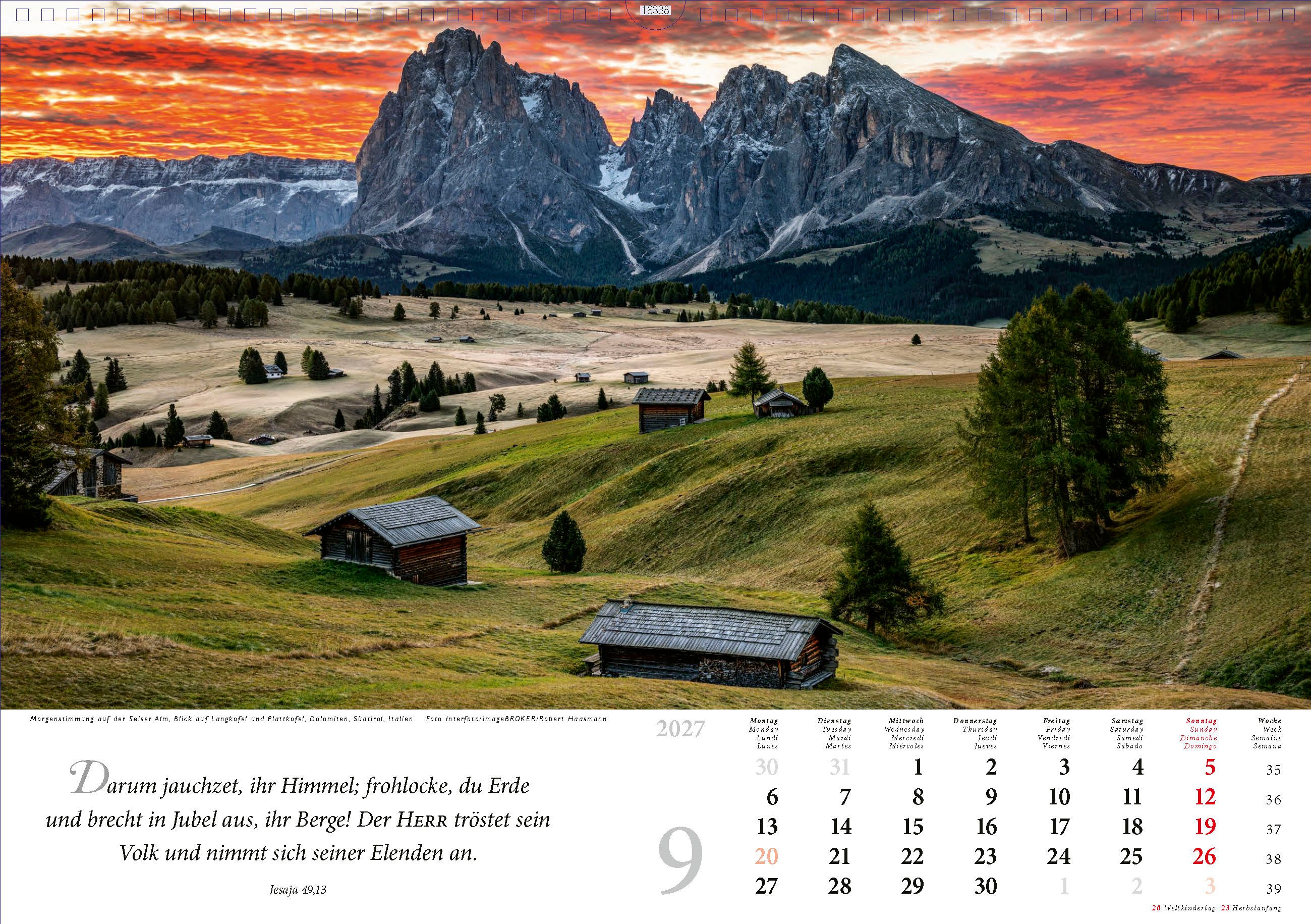 Wandkalender - Lobet, ihr Berge, den Herrn 2027