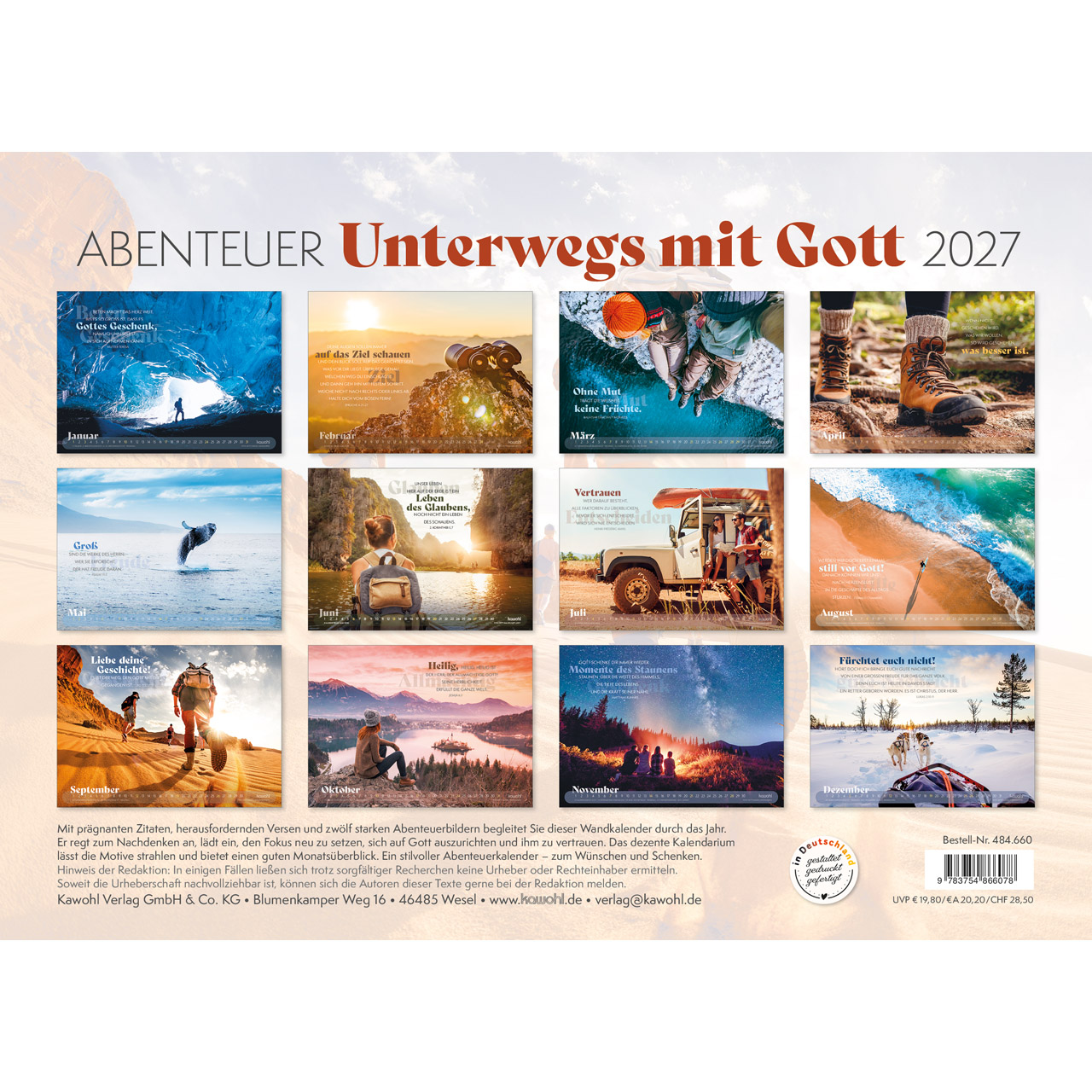 Wandkalender - Abenteuer - Unterwegs mit Gott 2027