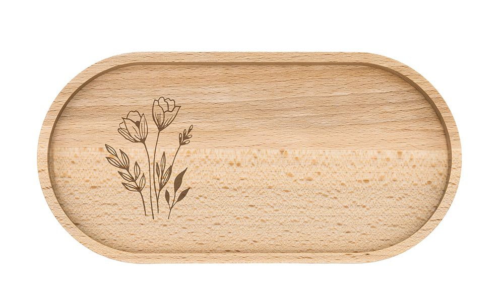Dekoration - Holztablett Blumen und Gräser