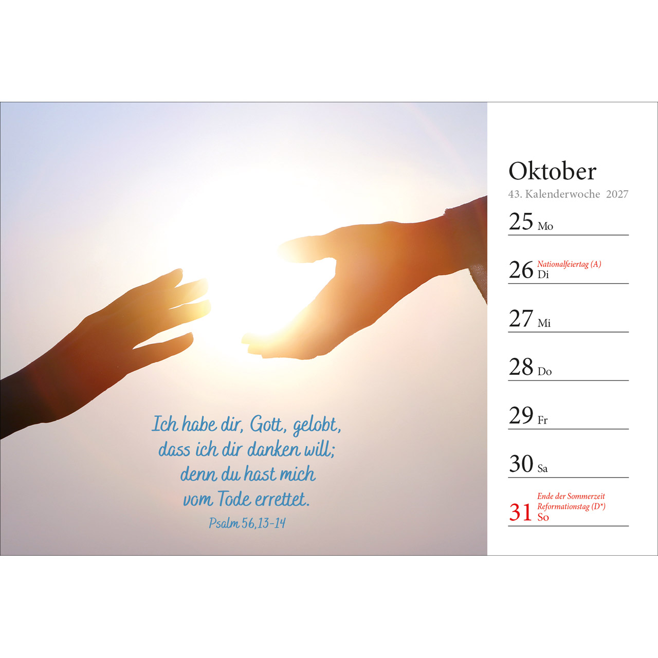 Aufstellkalender - In deine Hand stell ich den Tag 2027