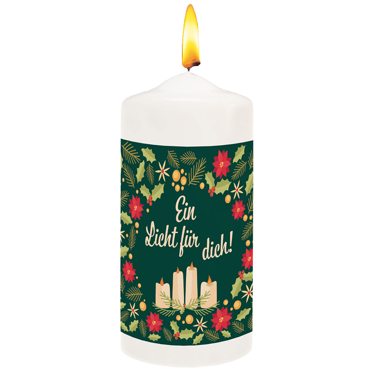Ein Licht für dich! Kerze - Ein Licht für dich! - Stern Blumen Kerzen Streudruck Weihnachten