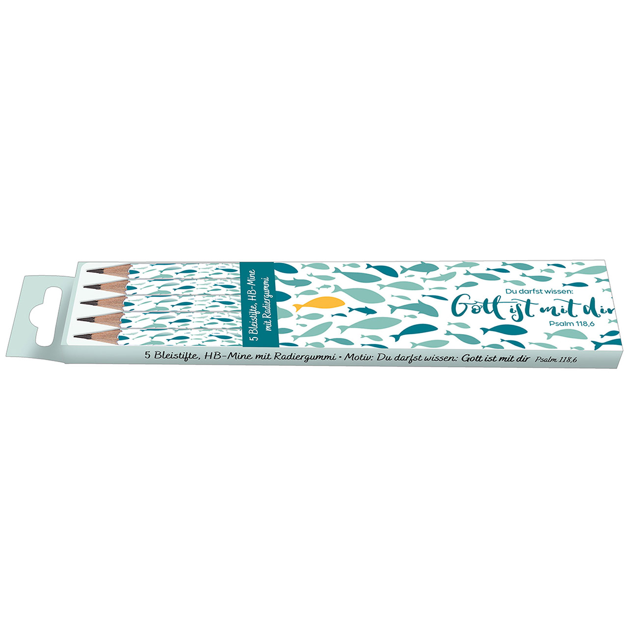 Bleistift - Du darfst wissen: Gott ist mit dir (5er-Pack) - Fische Grafik