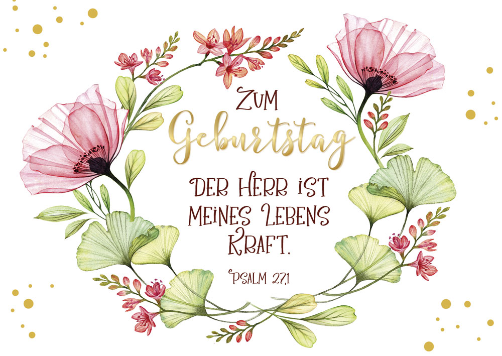 Postkarten - Postkarte 'Zum Geburtstag' 10 Ex. - Postkarte Blätterkranz