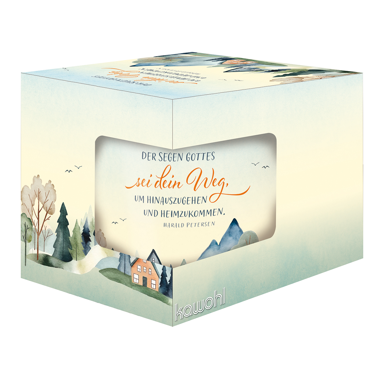 Tasse - Der Segen Gottes sei dein Weg - Aquarell Berglandschaft