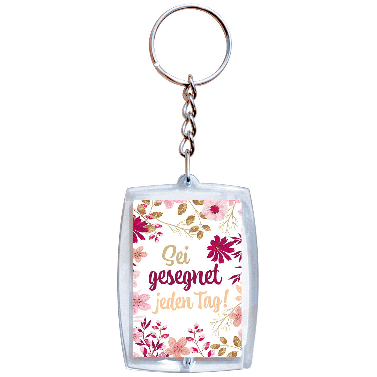 Schlüsselanhänger - Sei gesegnet jeden Tag! - Aquarell Blumen