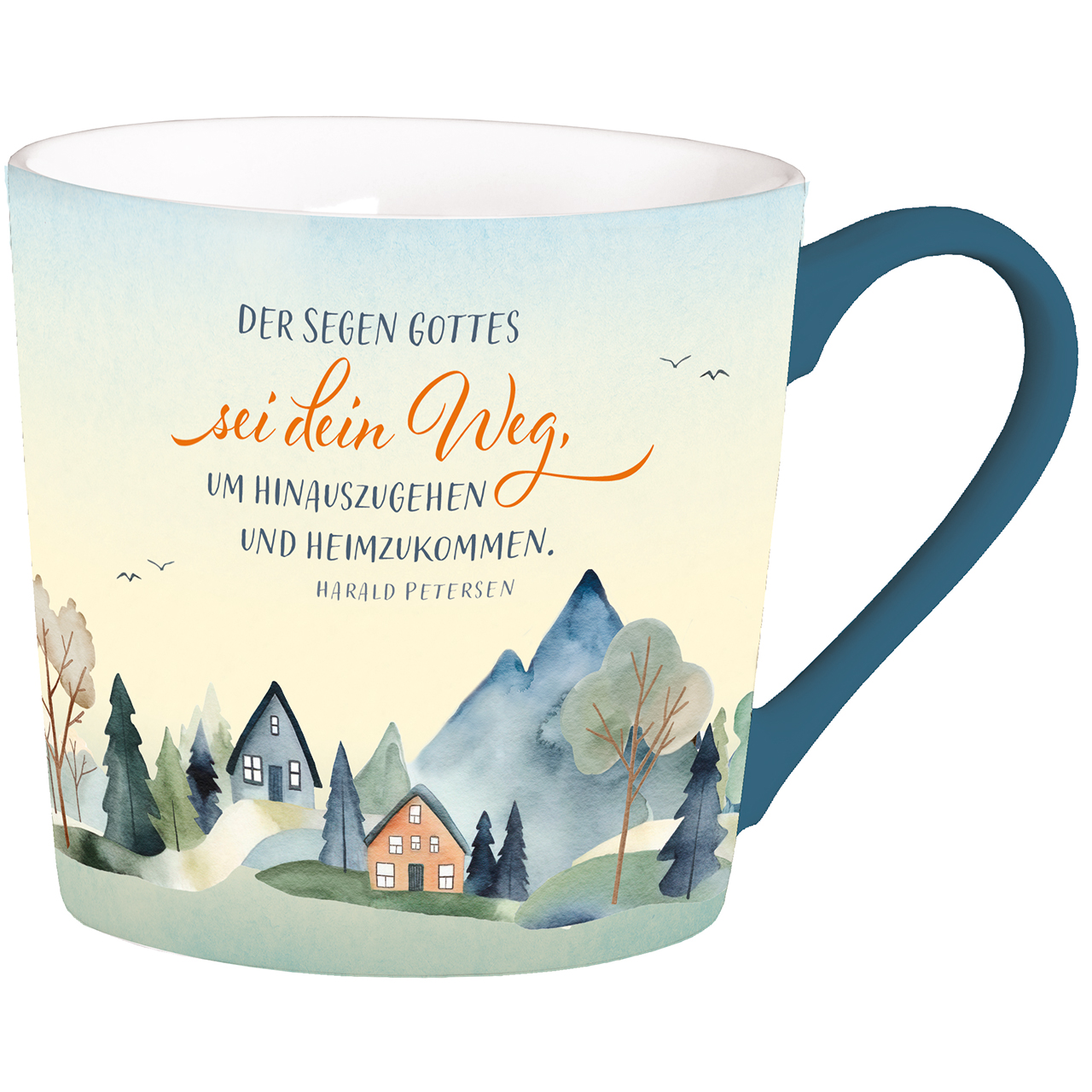 Tasse - Der Segen Gottes sei dein Weg - Aquarell Berglandschaft