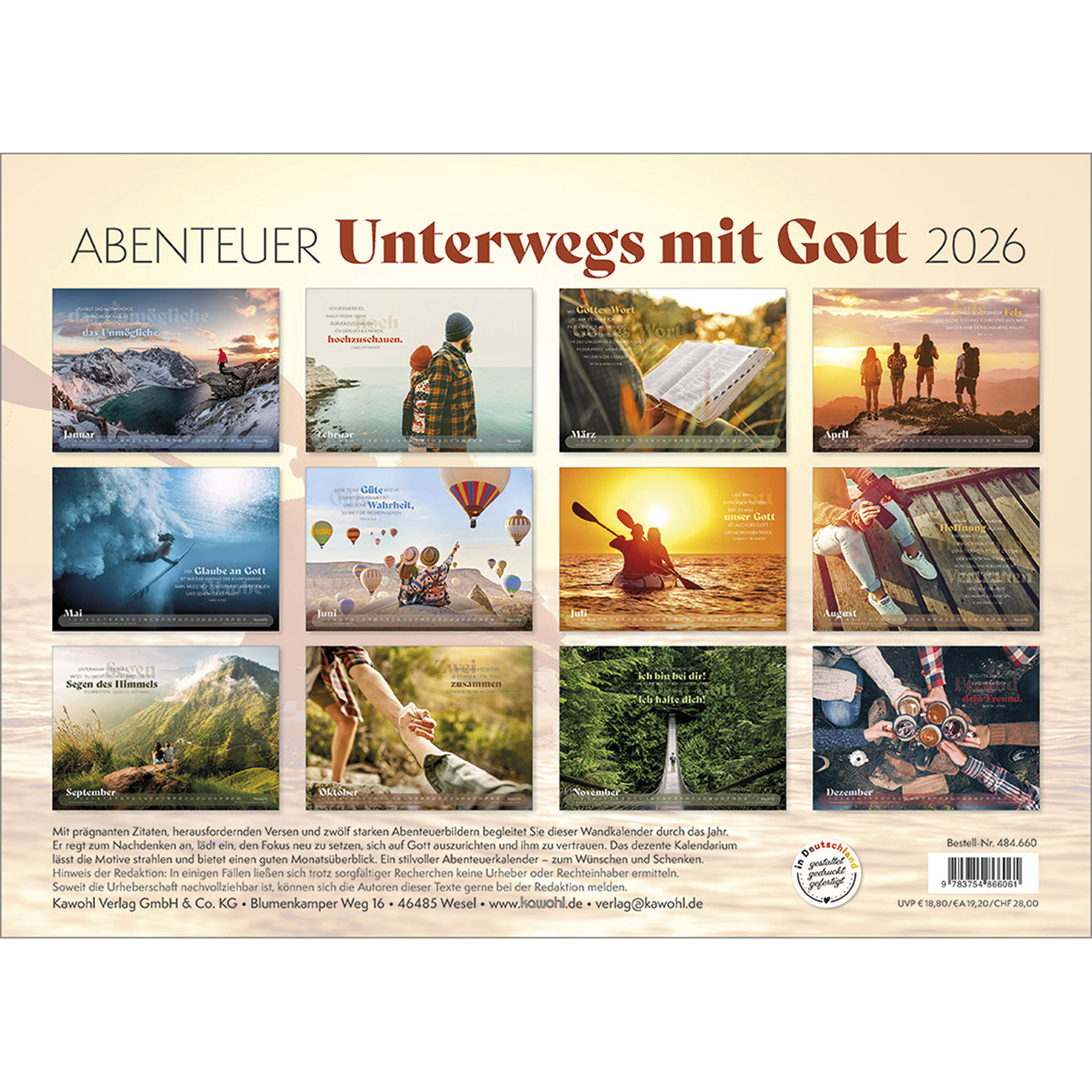 Wandkalender - Abenteuer - Unterwegs mit Gott 2026