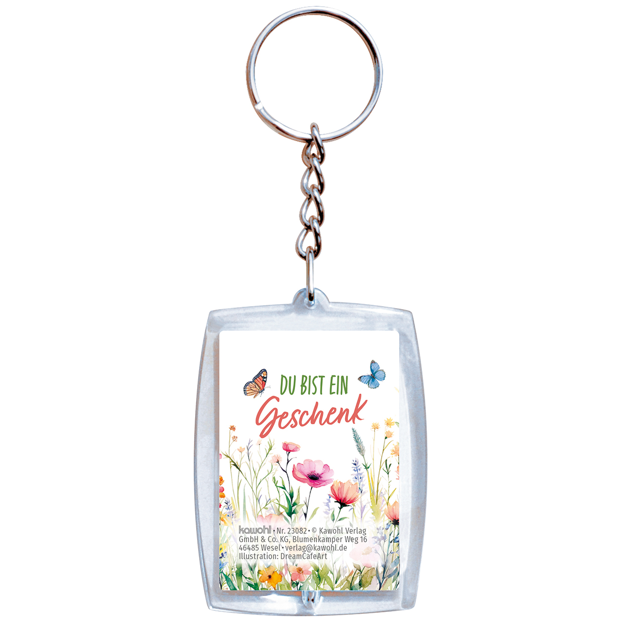 Schlüsselanhänger - Du bist ein Geschenk - Aquarell Schmetterlinge Blumen