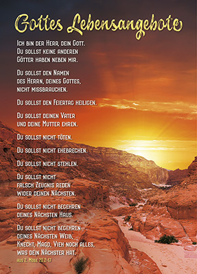 Poster - Gottes Lebensangebote - Sonnenuntergang Berge