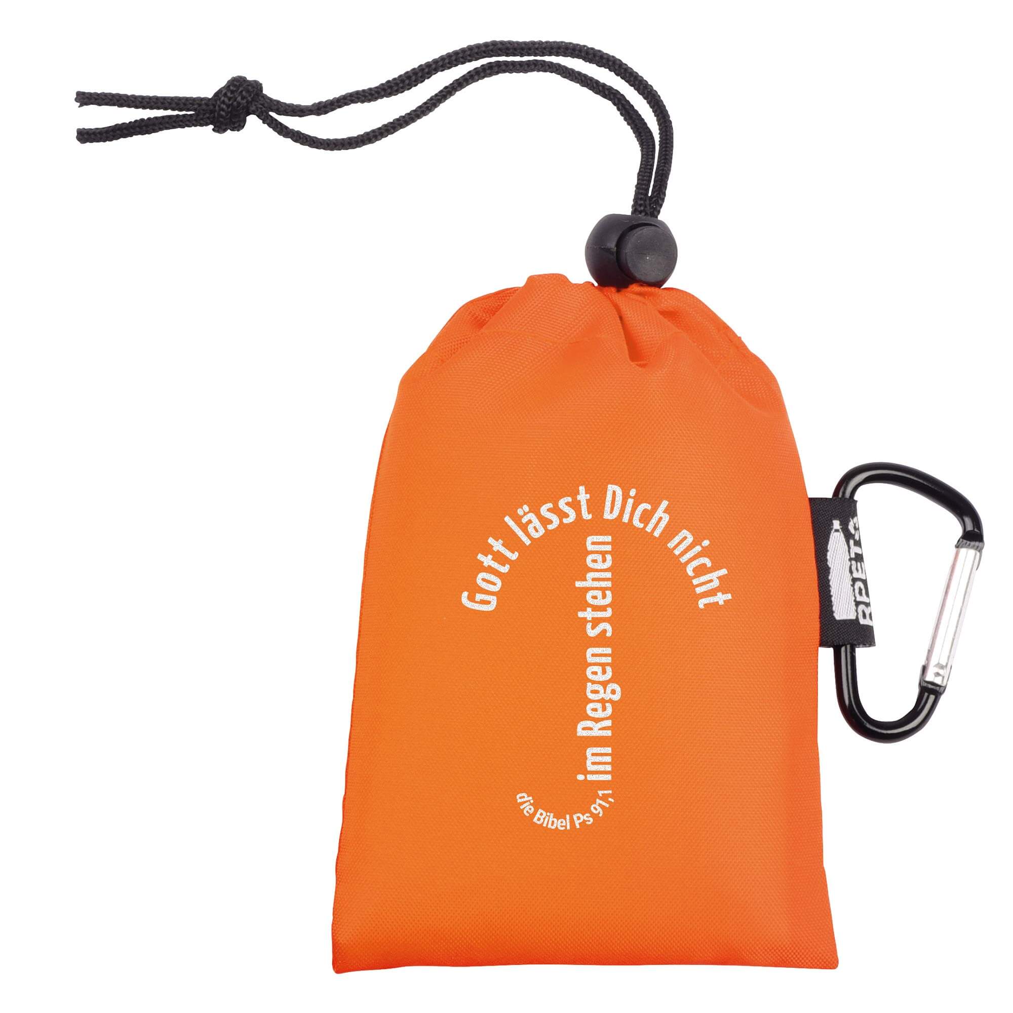 Kleidung - Regenponcho orange - Beutel Karabiner orange