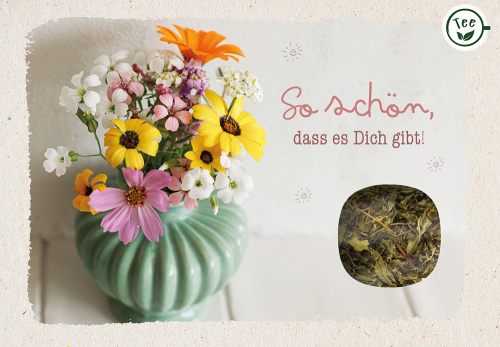 Lebensmittel-Karte - Teekarte "So schön, dass es Dich gibt!" - Blumen