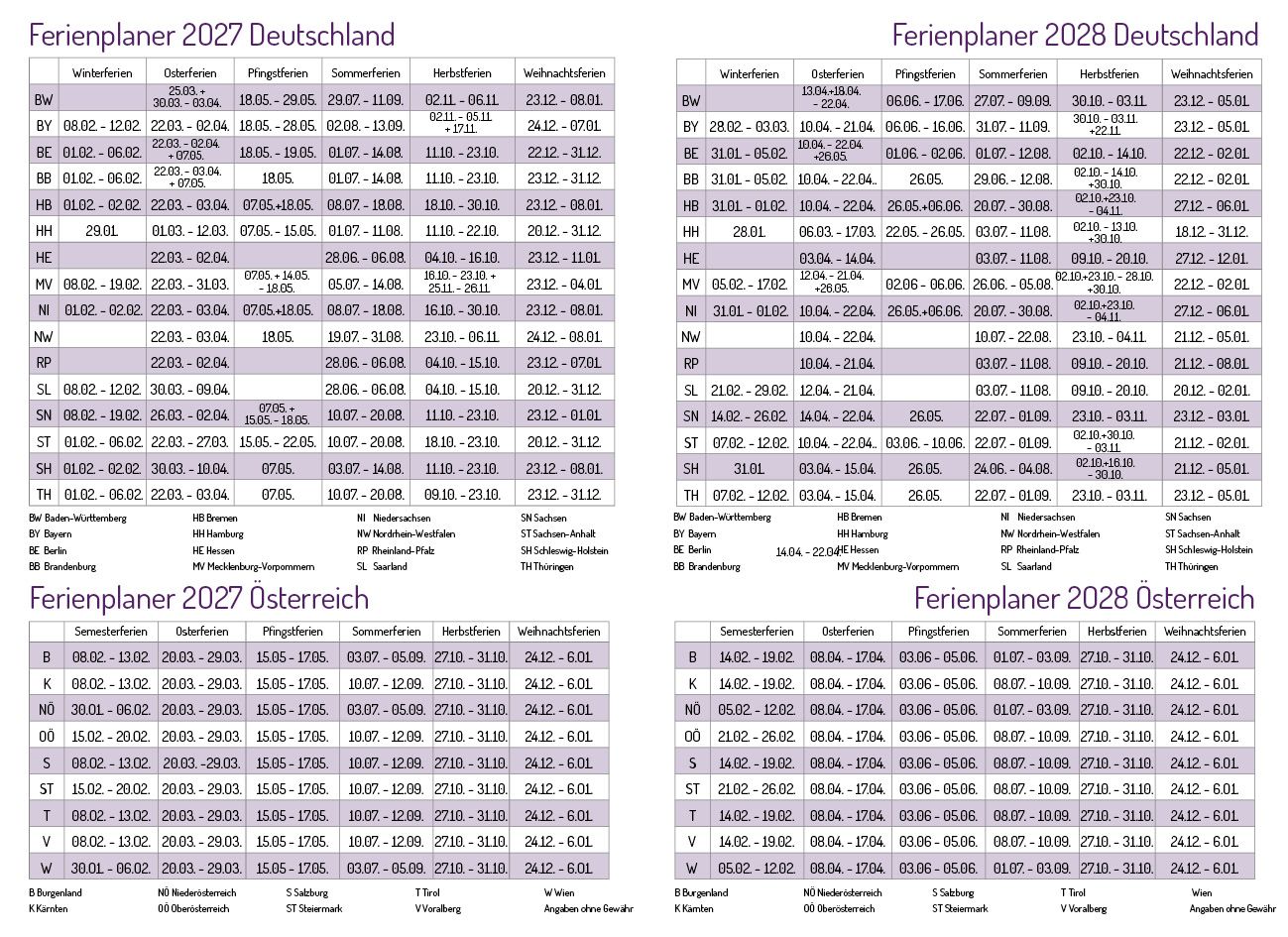 Terminkalender - Meine Oasenzeiten 2027