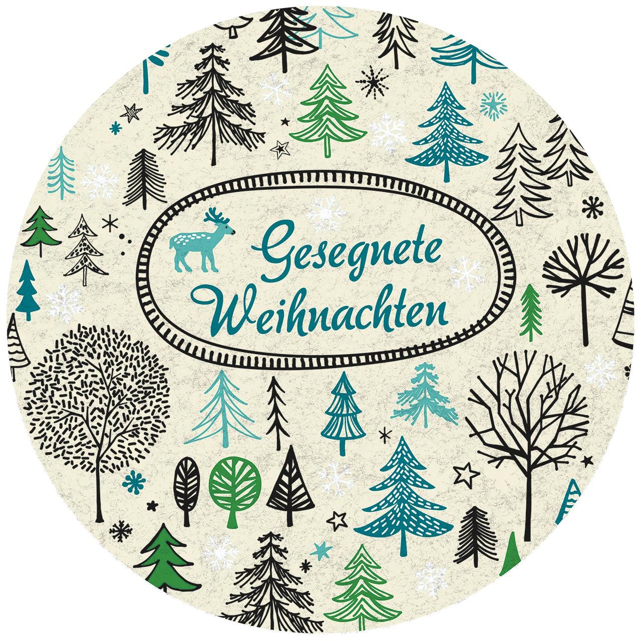 Untersetzer - Gesegnete Weihnachten - <b>Weihnachtsbäume, Elch, Schneeflocken</b>