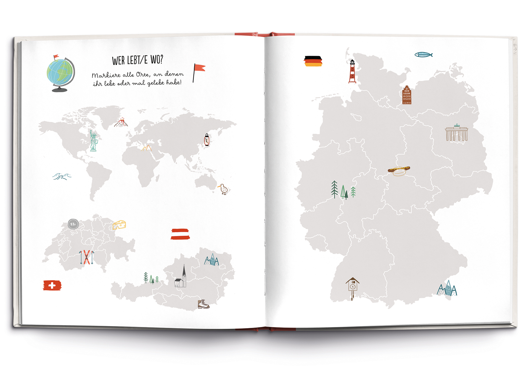 Buch - Meine Familie in einem Buch - Bilderrahmen Leuchturm Spiegel Fisch