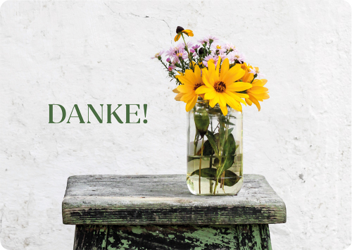 Postkarte - Postkarte 'Danke' - Blumen Vase