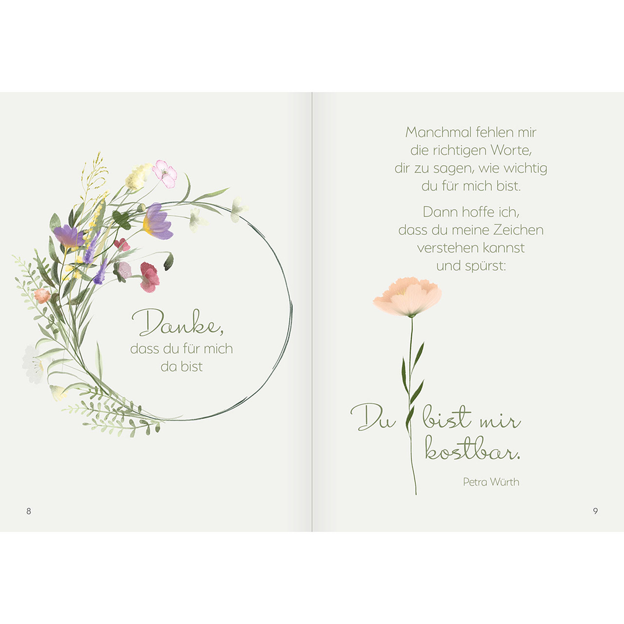 Grußheft - Alles Liebe für dich - Grafik Aquarell Wildblumen