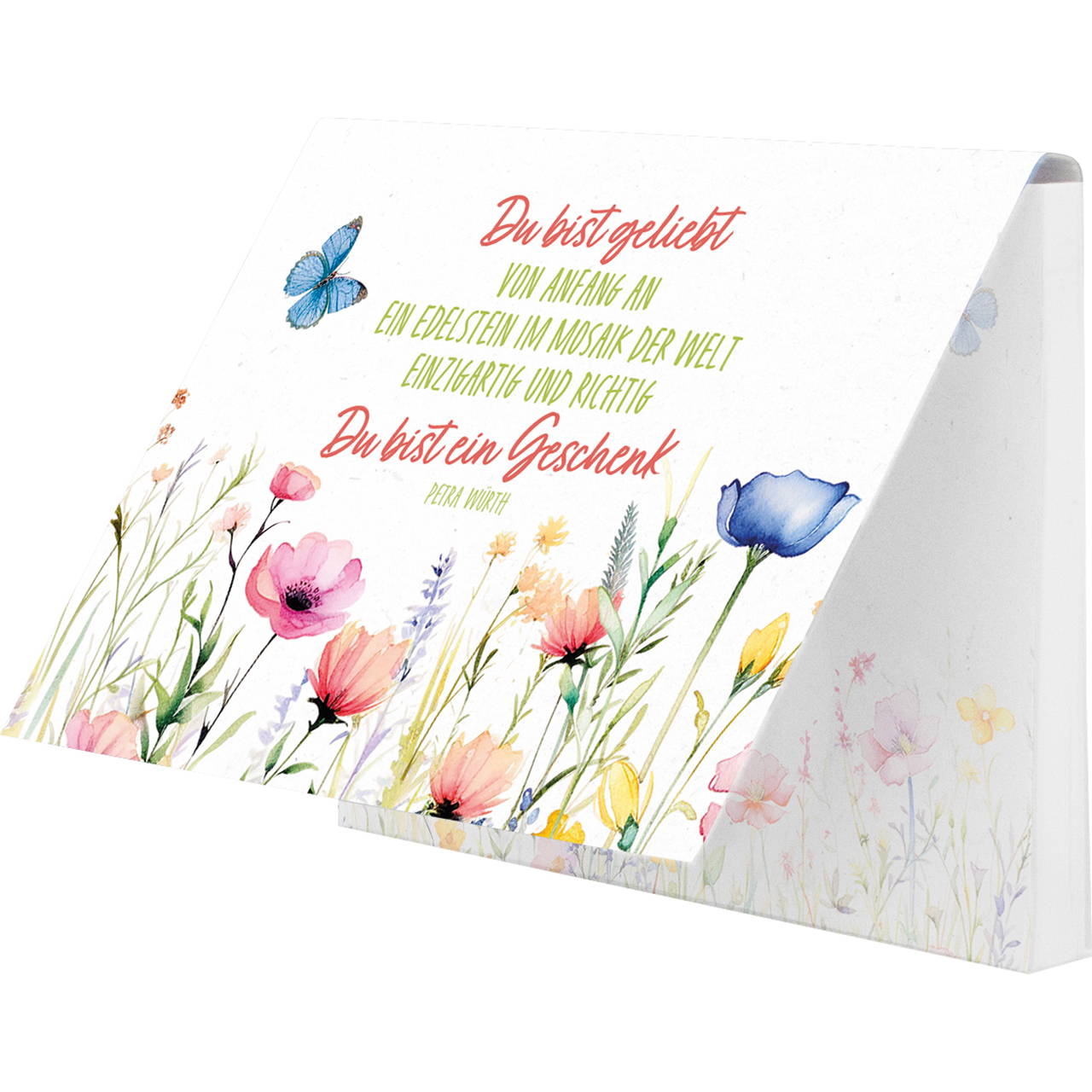 Haftnotizen - Du bist ein Geschenk - Aquarell Blumenwiese Schmetterling