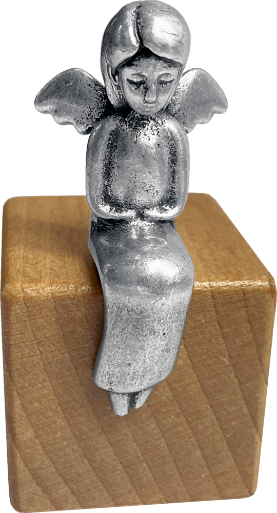 Figur - Engelfigur auf Holzwürfel