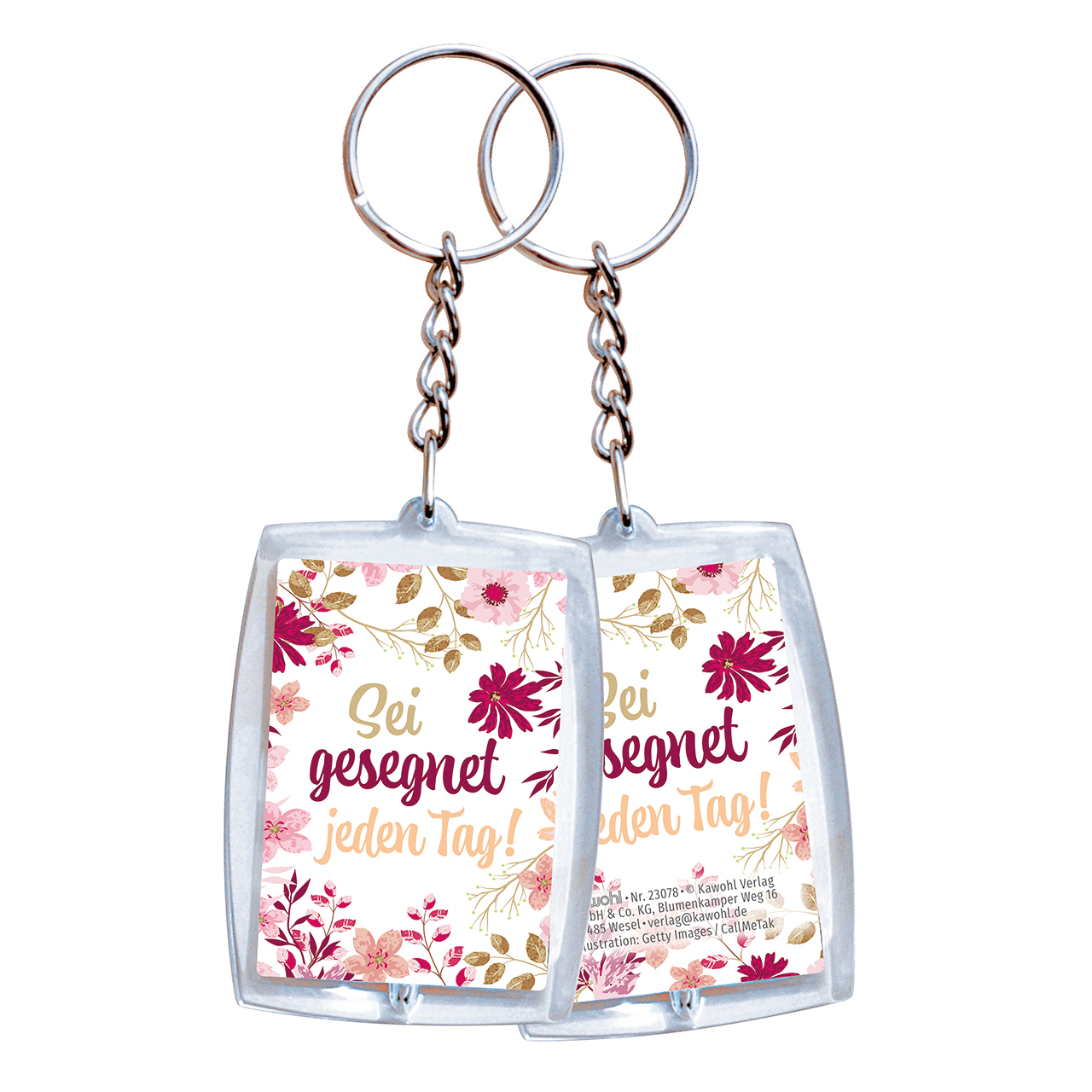 Schlüsselanhänger - Sei gesegnet jeden Tag! - Aquarell Blumen