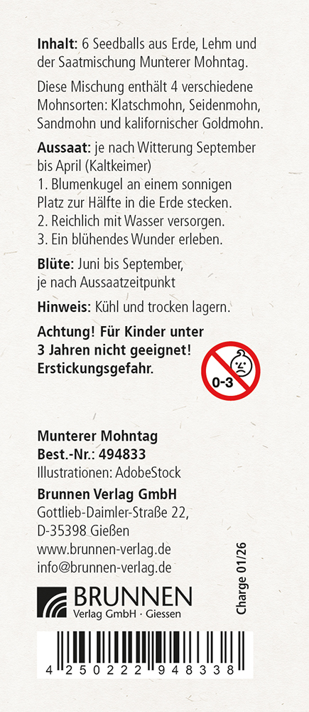 Saatgut - Blumenkugeln "Munterer Mohntag"