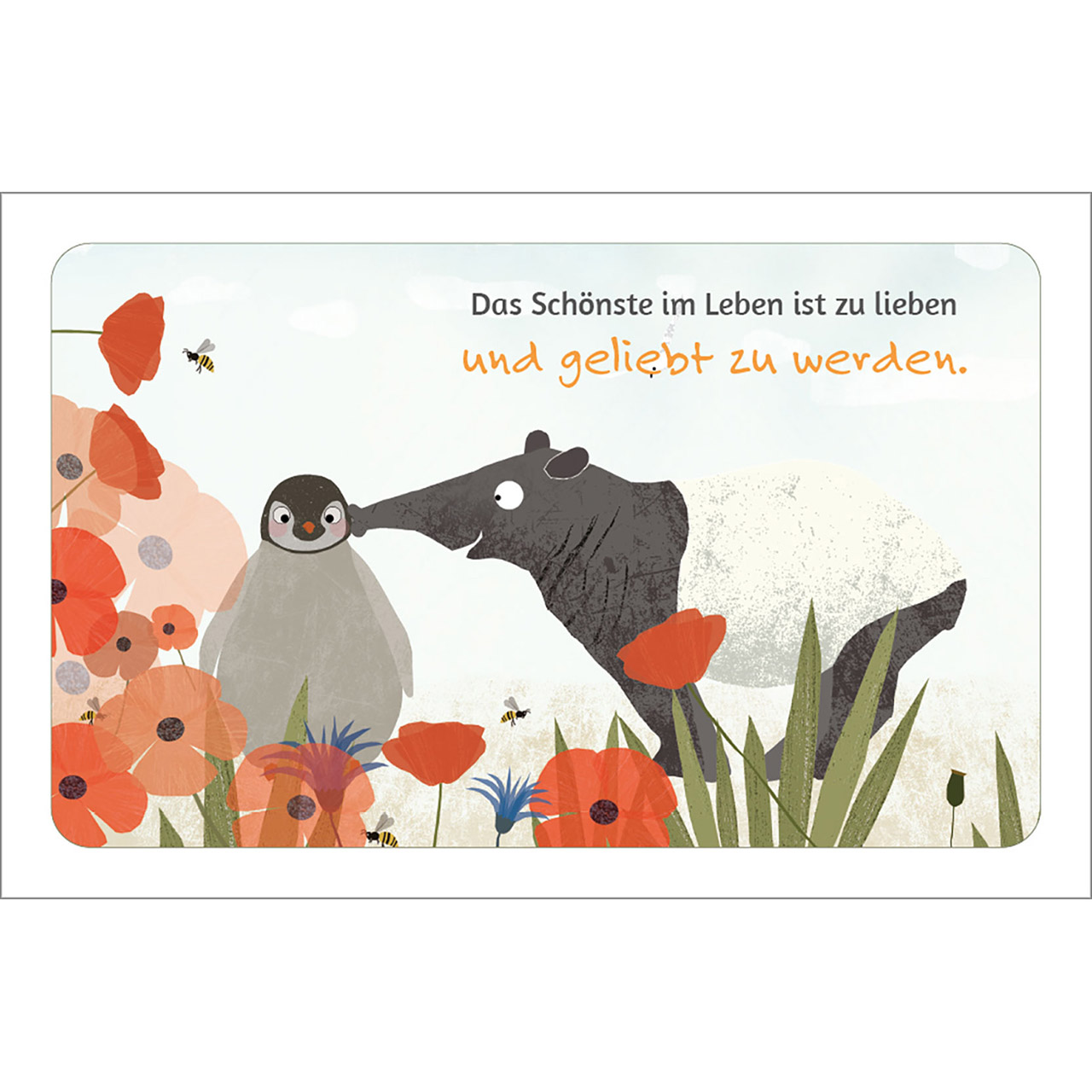 Karten-Box Kunststoff - Wunderbar ist das Leben - Pinguin Schildkröte