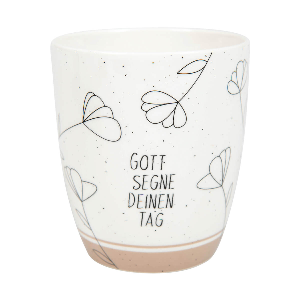 Tasse - Tasse 'Gott segne Deinen Tag' - grafische Blumen Punkte
