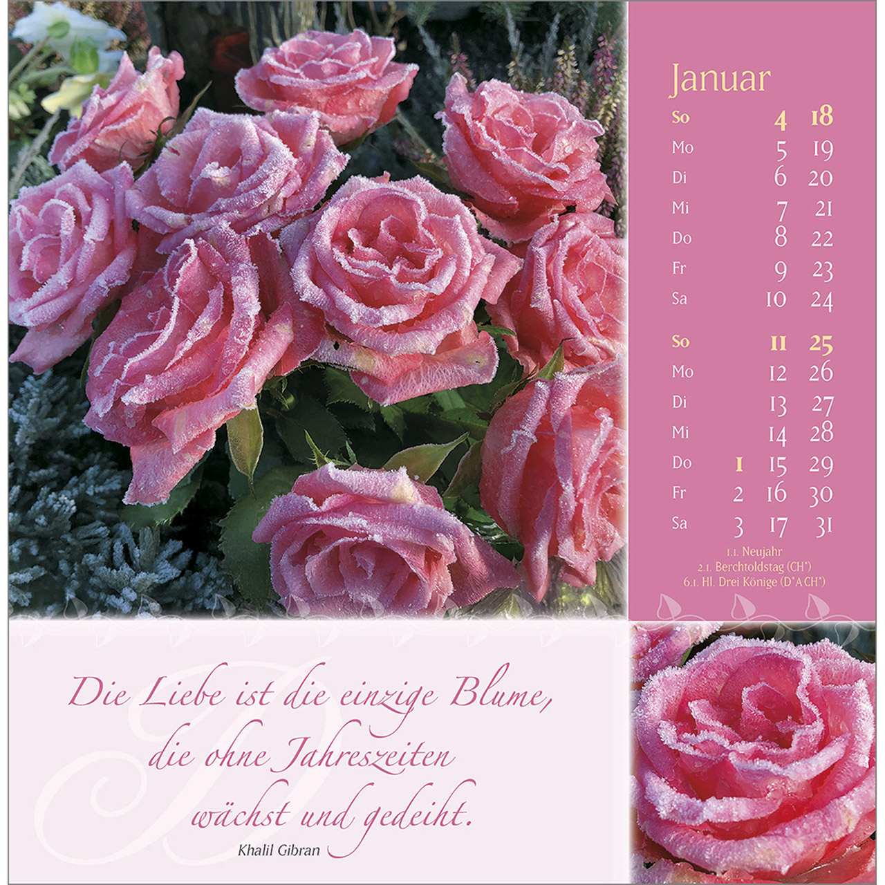 Postkartenkalender - Rosenduft mit lieben Wünschen 2026