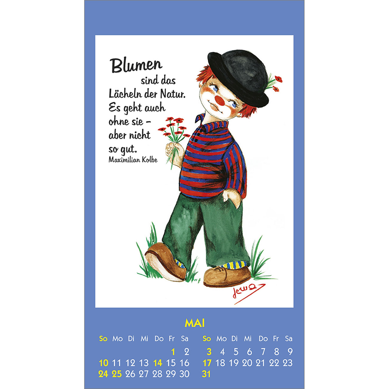 Aufkleberkalender - Kleine Clown-Grüße 2026
