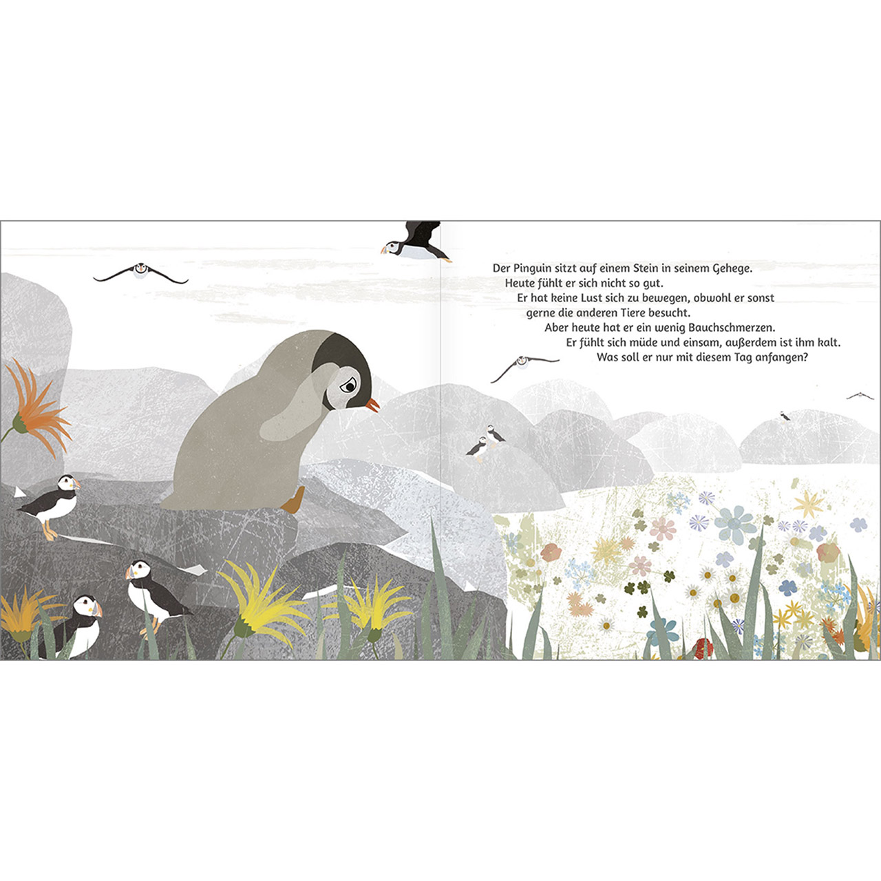 Geschenkbuch - So wunderbar sind Freunde - Pinguin auf Blumenwiese<br />viele Tiere