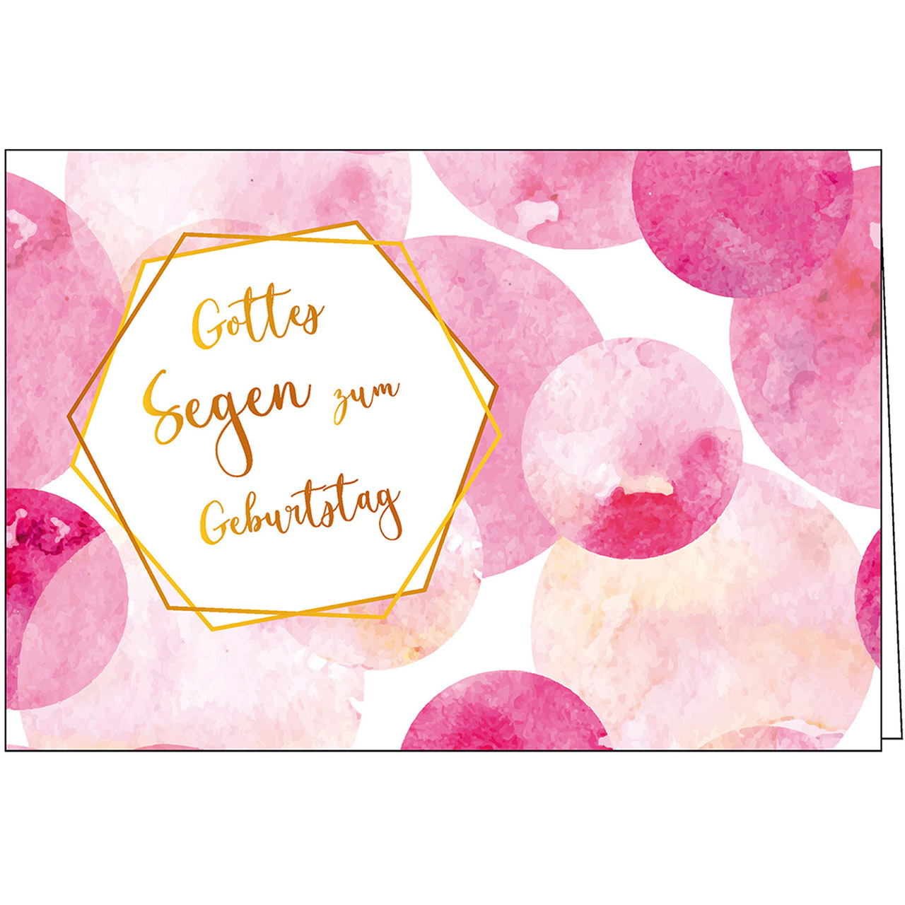 Gottes Segen zum Geburtstag Faltkarte - Gottes Segen zum Geburtstag - Rosa Punkte