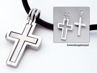 Anhänger 'Kreuz, innen silberfarben' 2-teilig