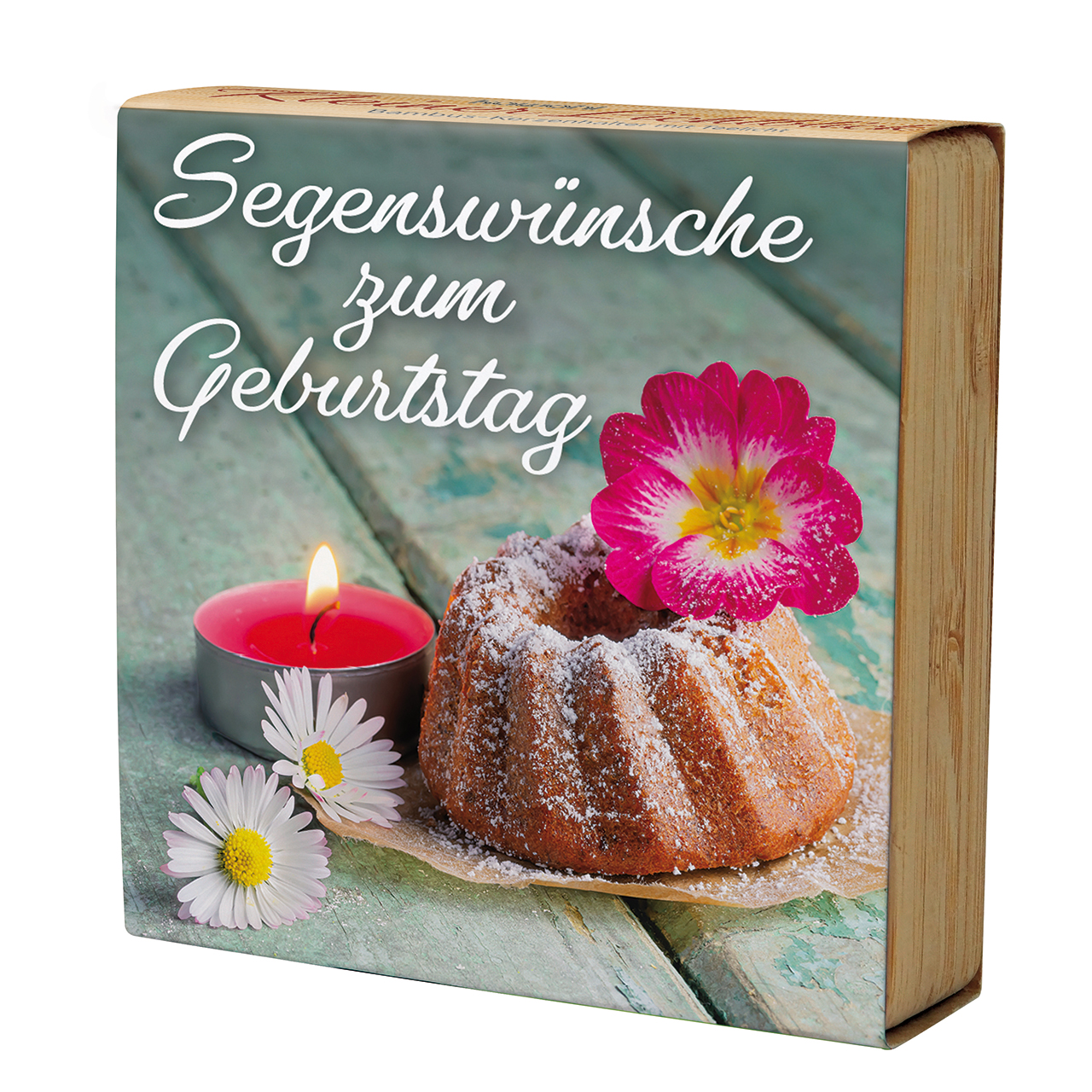 Segenswünsche zum Geburtstag - Kerze Kuchen Teelicht Gänseblümchen Gugelhupf