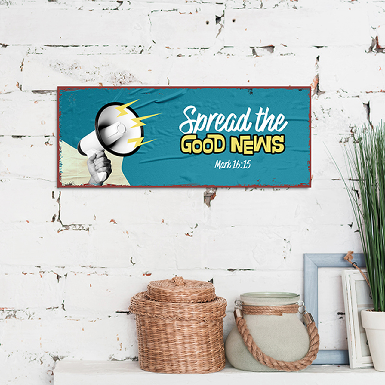 Wanddekoration - Metallschild 'Spread the good news.                                           Ro