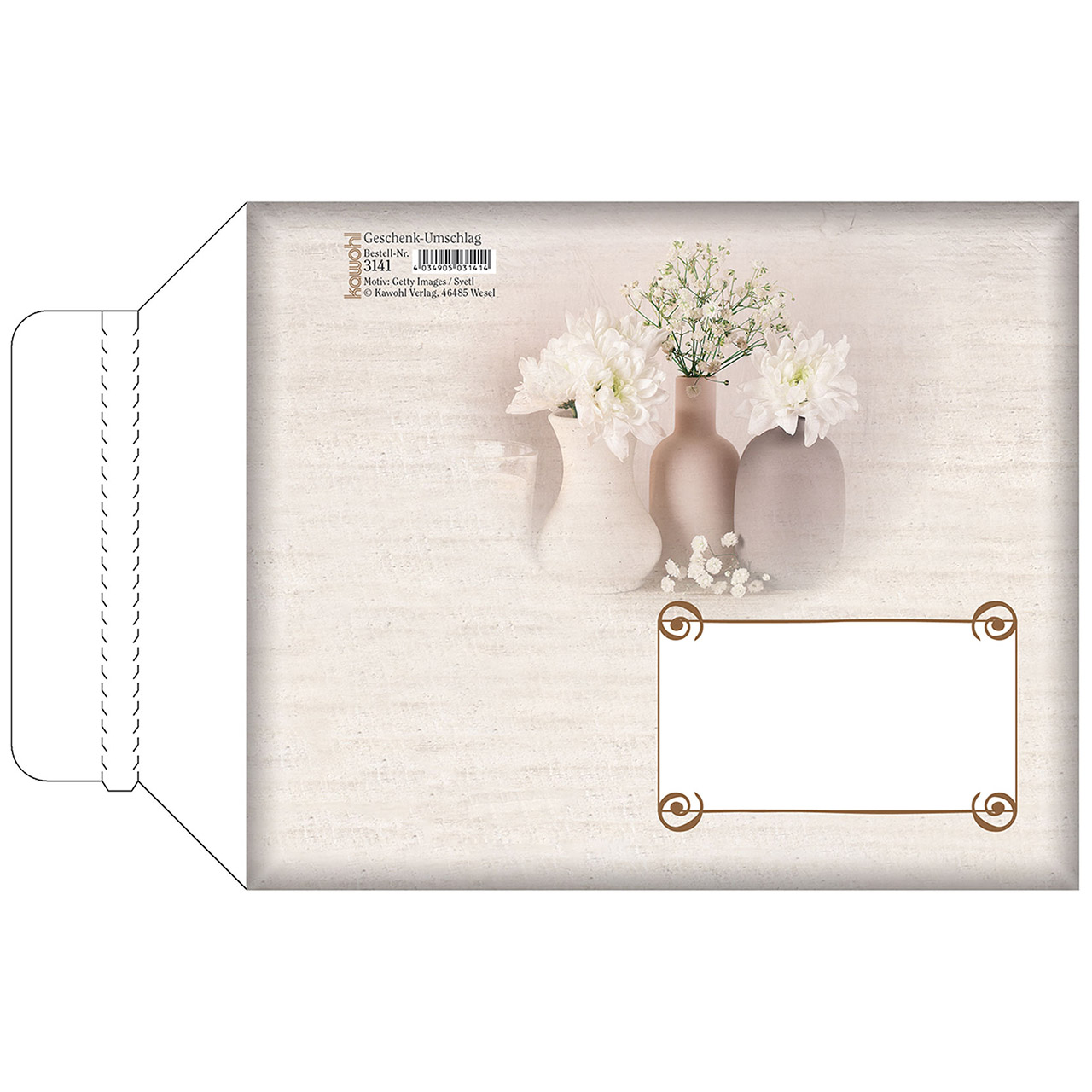 Umschlag - Viele gute Wünsche - Windlicht Kerze Vasen Blumen