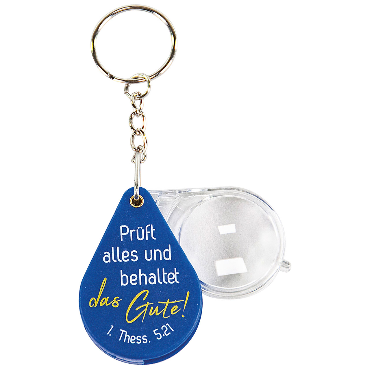 Schlüsselanhänger - Prüft alles und behaltet das Gute! - Lupe