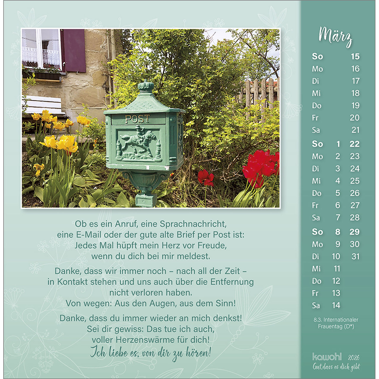 Postkartenkalender - Gut, dass es dich gibt 2026