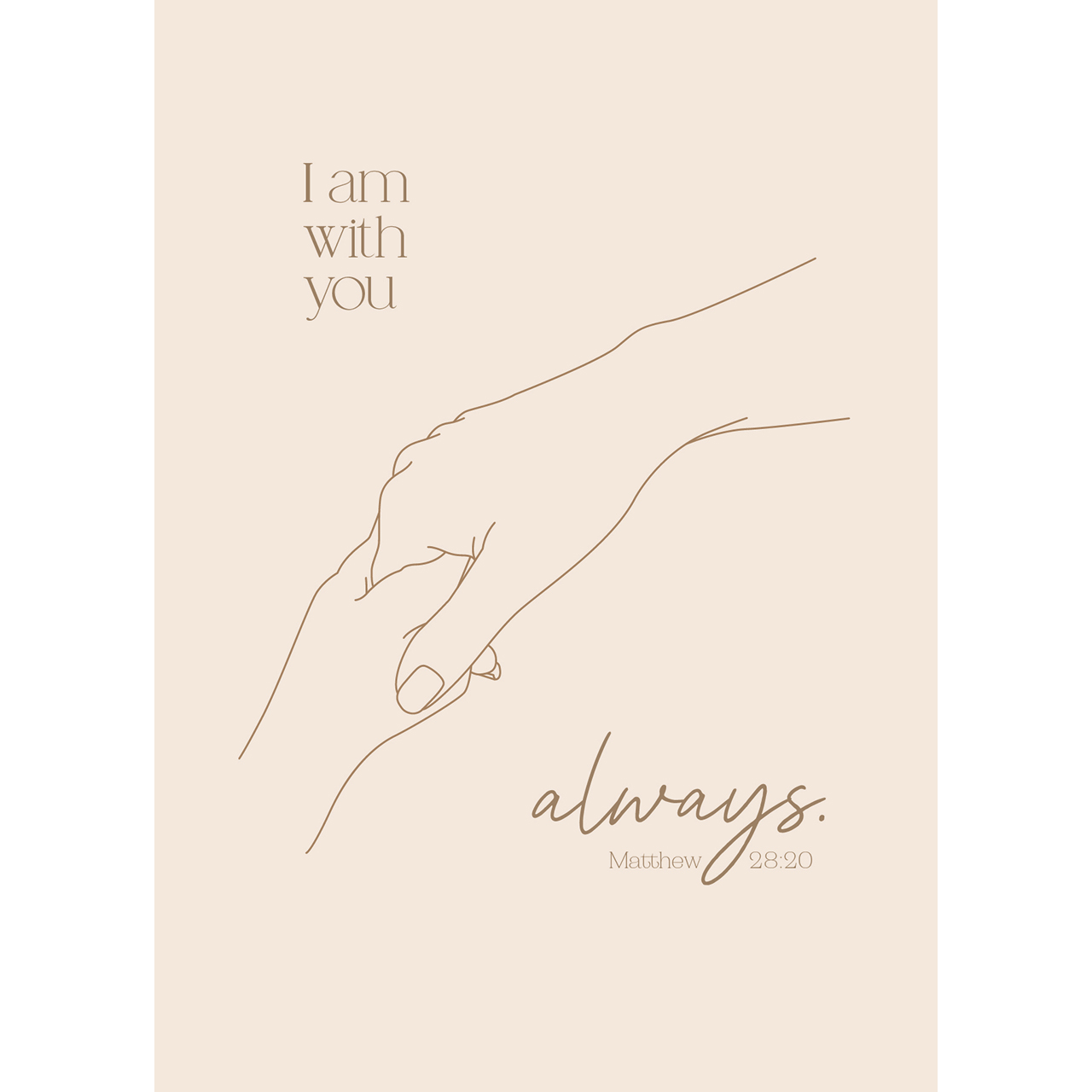 Postkarten - I am with you always - Lineart Hand halten
