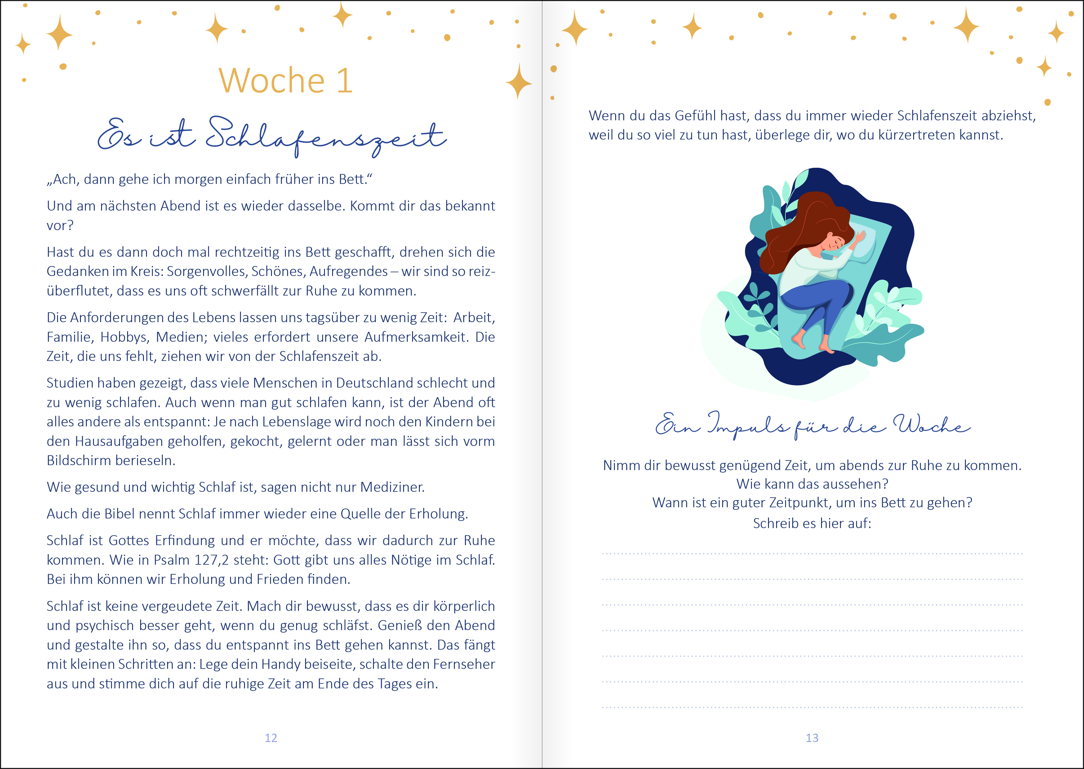 Tagebuch - Mein Gute-Nacht-Tagebuch - Grafik Kissen Buch Sterne Arme