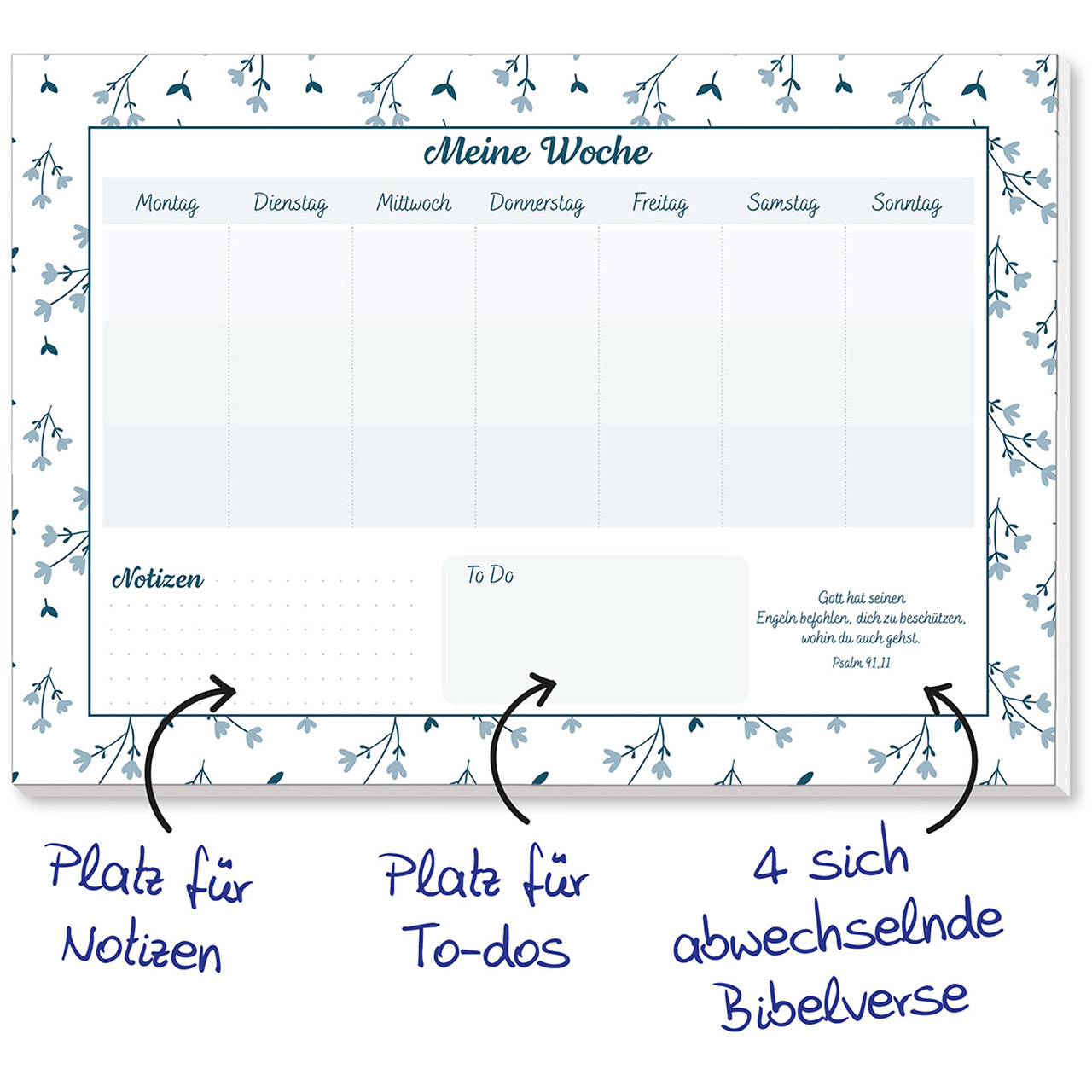 Notizbuch - Wochenplaner Blumen - Blumen Streumuster