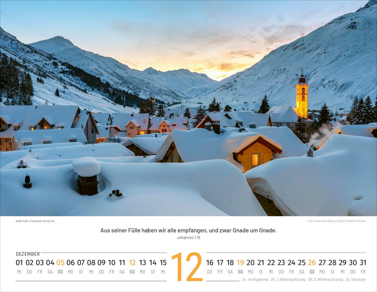Wandkalender - Schweiz 2027 - deutsch