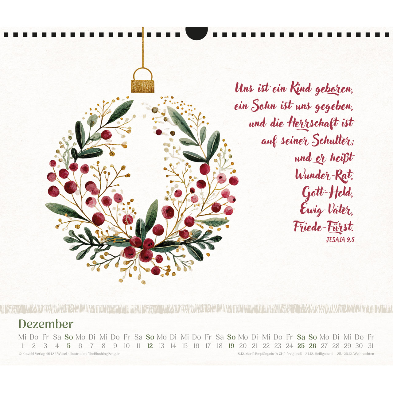 Wandkalender - Freude im Herzen 2027 - Blumenaquarelle, Aquarellmotive mit Blumen