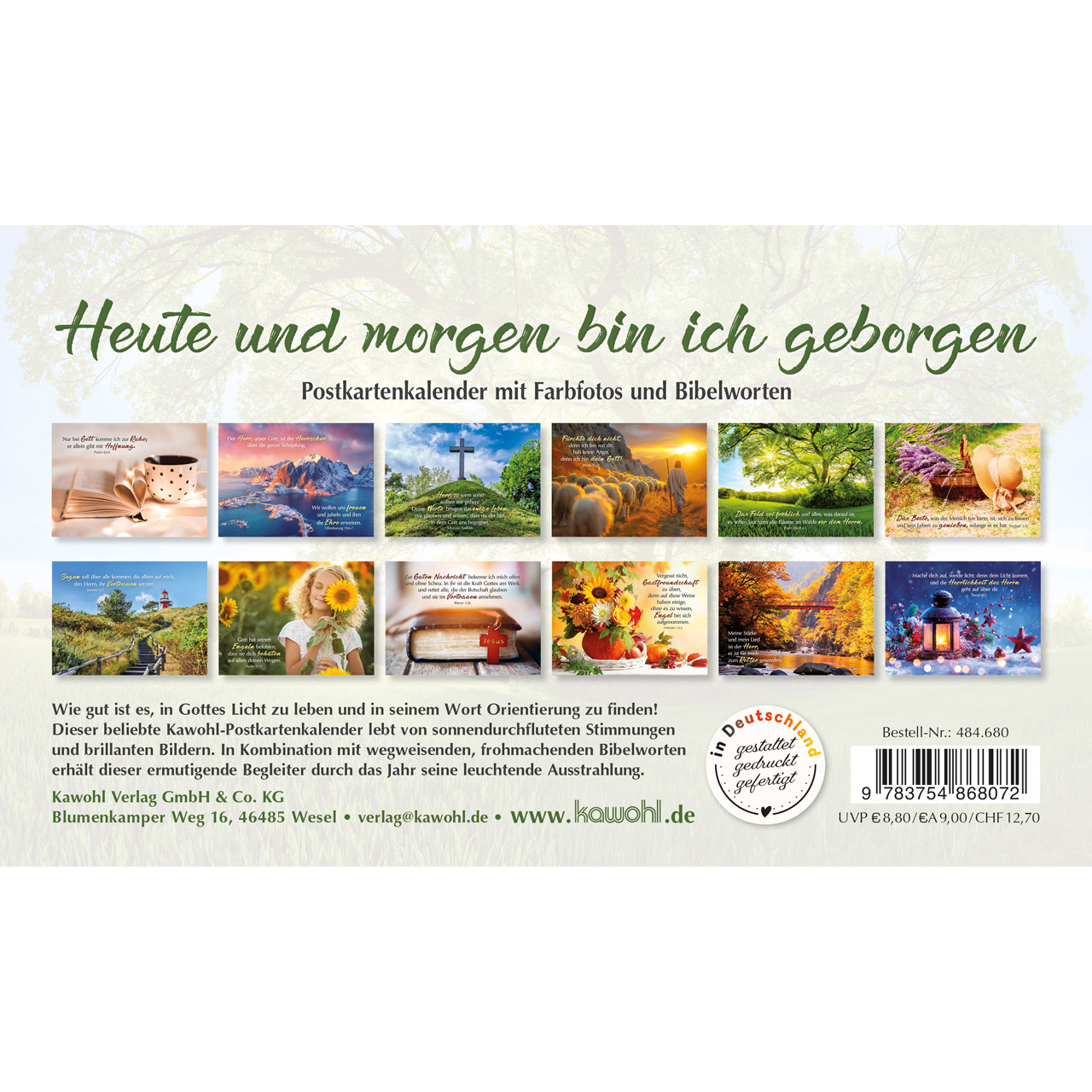 Postkartenkalender - Heute und morgen bin ich geborgen 2027